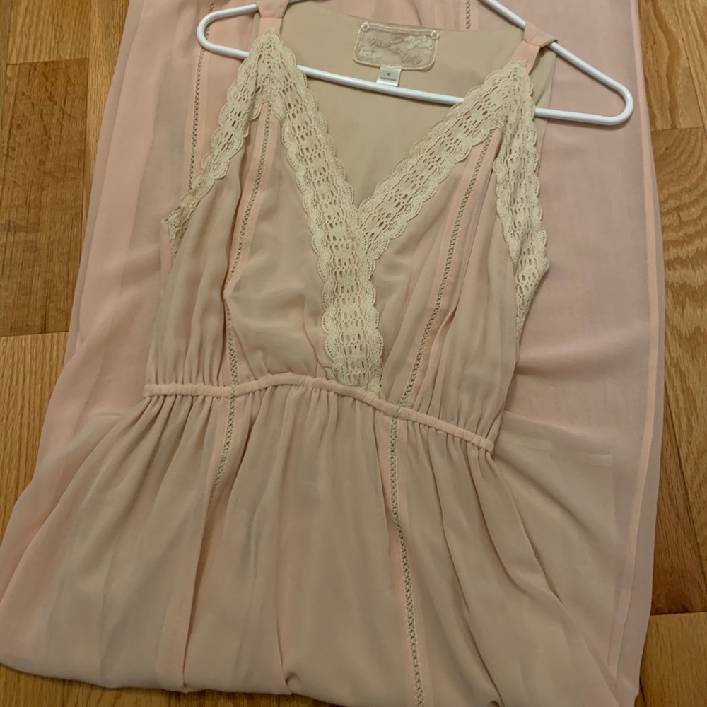 pink maxi lace dress